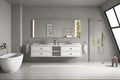 96 In. W X 23 In. D X21 In. H Double Bath Vanity In With White Carrara Top With White Sink White Abs Steel Q235 Wood Pvc