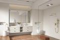 84*23*21in Wall Hung Doulble Sink Bath Vanity Cabinet khaki-abs+steel(q235)+wood+pvc