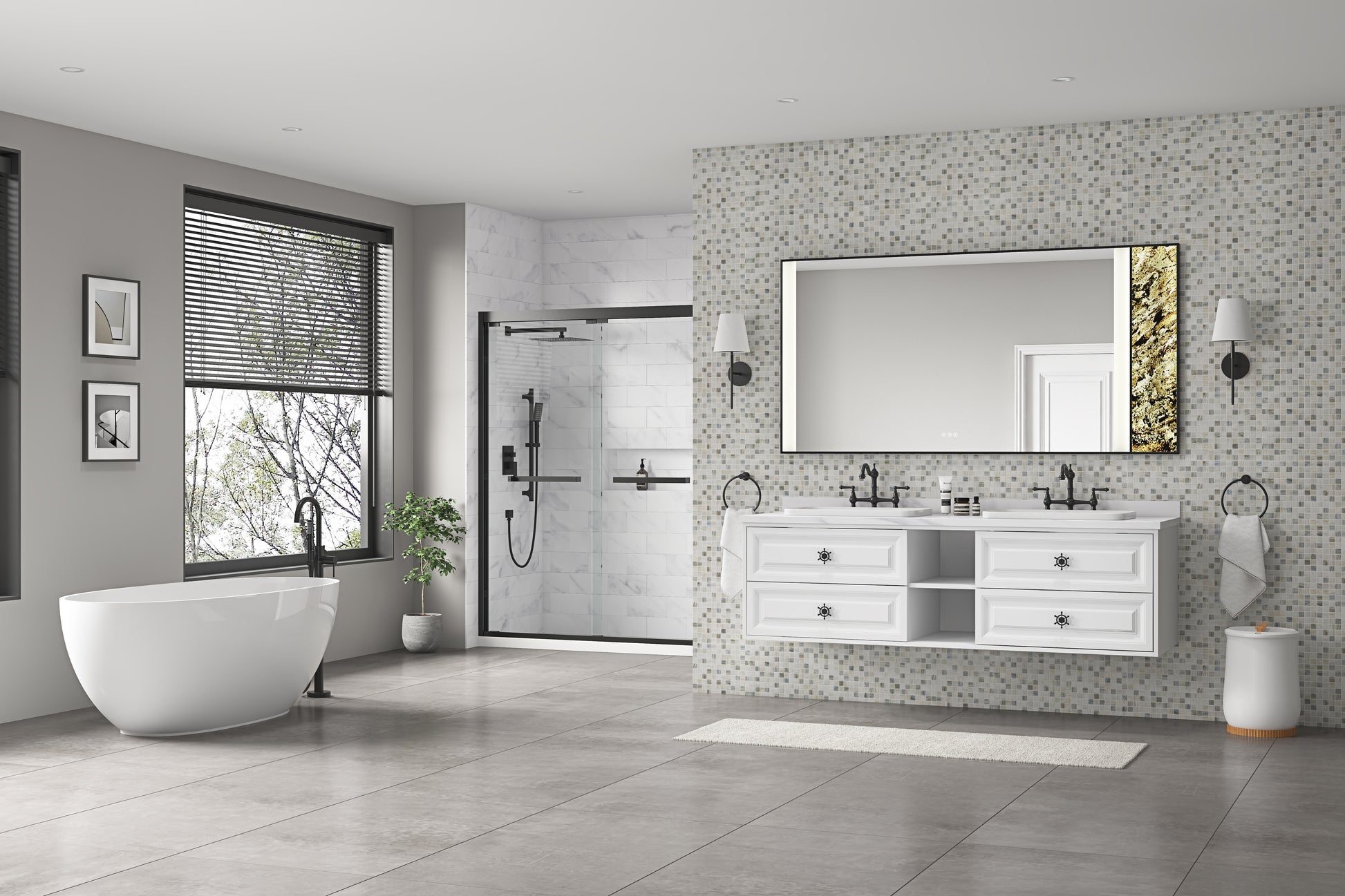 72 In. W X 23 In. D X21 In. H Double Bath Vanity In With White Carrara Top With White Sink White Abs Steel Q235 Wood Pvc