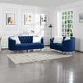 2 Piece Living Room Set Navy Blue Velvet 5 Seat