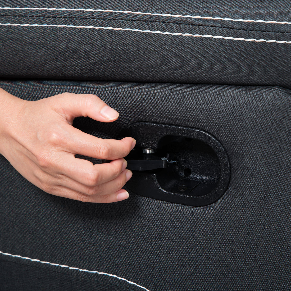 109.4'' Manual Reclining Sectional Sofa Black Black Polyester Blend 5 Seat