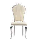 Dining Chair Silver Leg White Pu Seat 4Pcs Set -