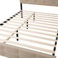 Queen Size Upholstered Platform Bed With Twin Trundle And 2 Storage Drawers Underneath, Linen Fabric With Wood Slat, For Bedroom,Light Beige Box Spring Not Required Queen Light Beige Wood Bedroom American Design Bed Frame Linen Linen