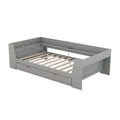 Twin Size Daybed With Shelves, Drawers And Built In Charging Station, Gray Gray Pine