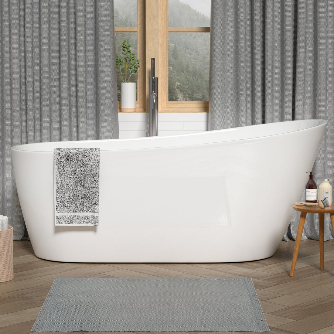 Acrylic Freestanding Soaking Bathtub 55 white white-acrylic