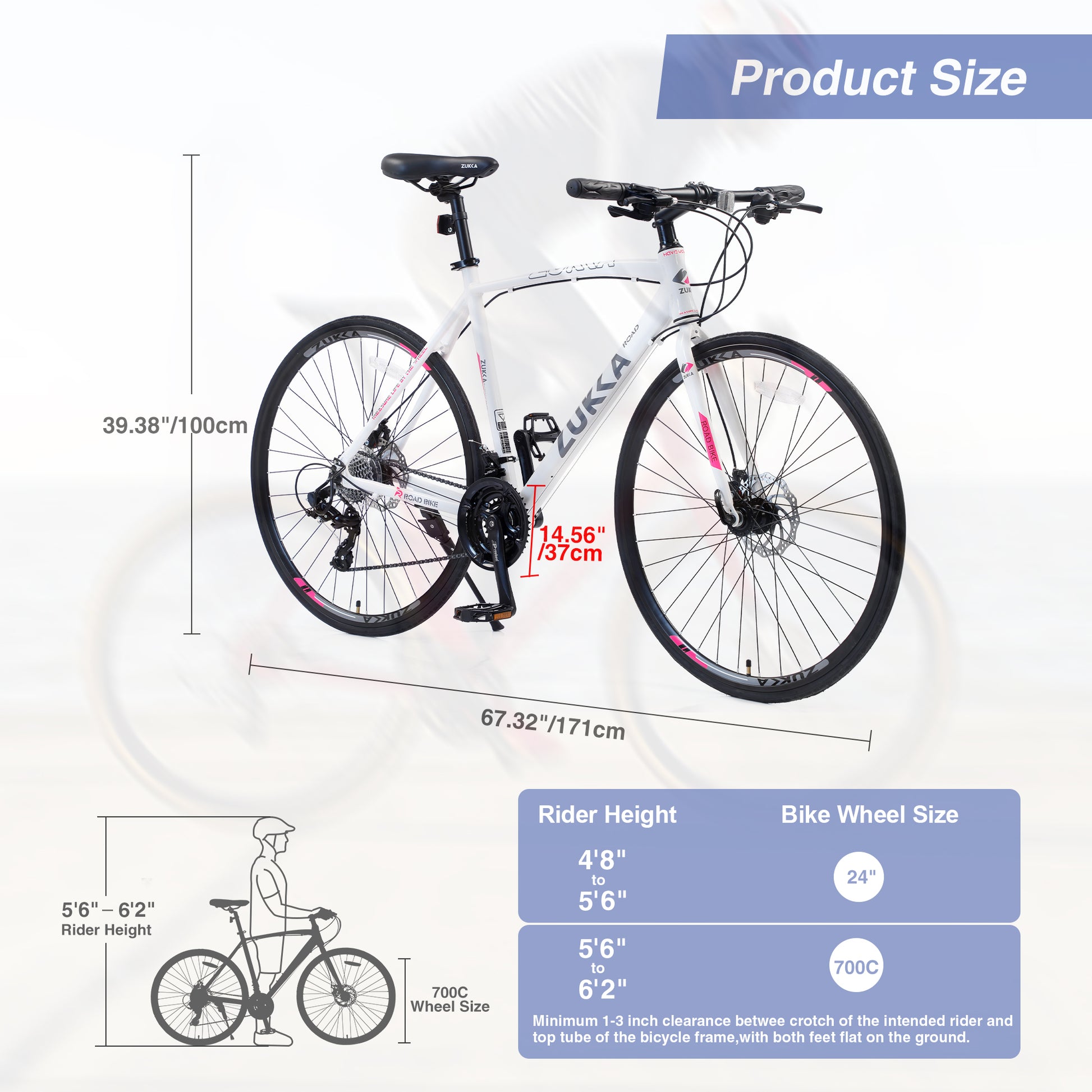 24 Speed Hybrid Bike Disc Brake 700C Road Bike For Men Women'S City Bicycle White Aluminium