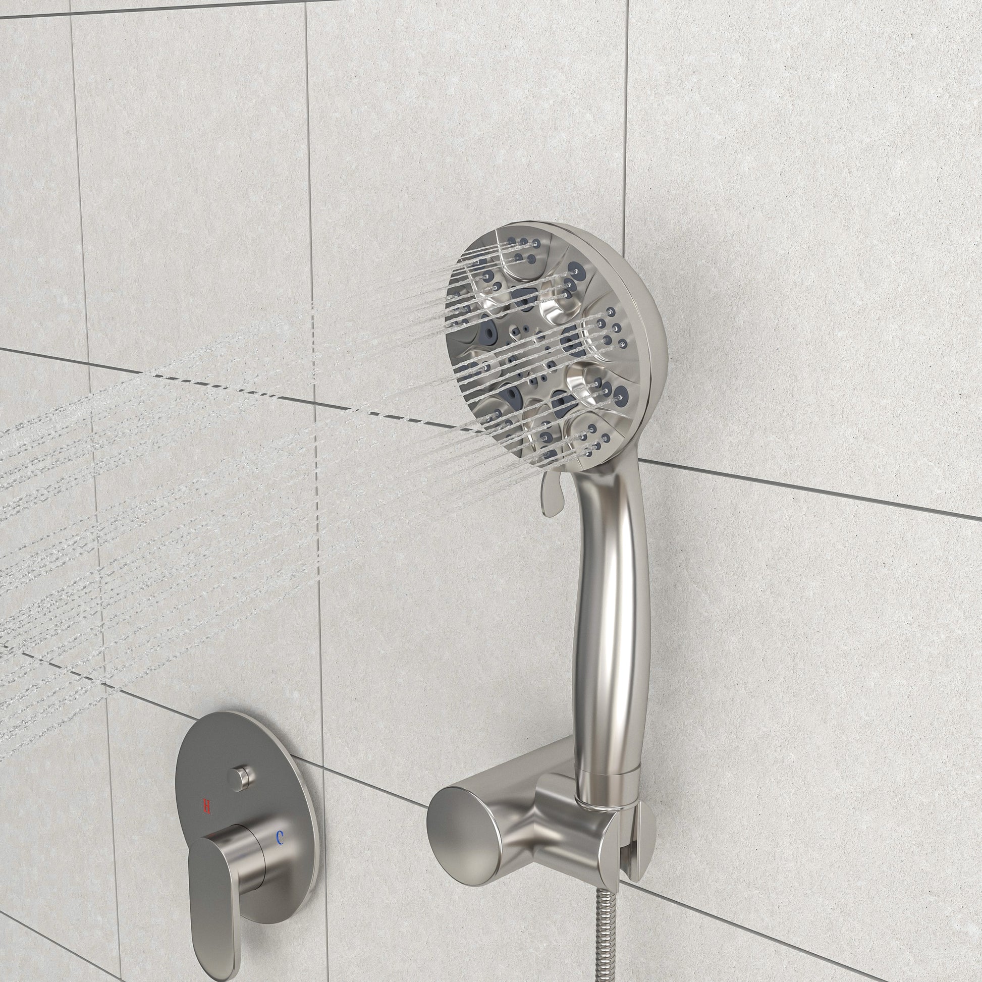 10" Rain Shower Head Systems, Dual Shower Heads, Brushed Nickel,Wall Mounted Shower Brushed Nickel Stainless Steel