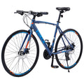 24 Speed Hybrid Bike Disc Brake 700C Road Bike For Men Women'S City Bicycle Cycling Blue Garden & Outdoor Aluminium