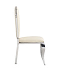 Dining Chair Silver Leg White Pu Seat 4Pcs Set -