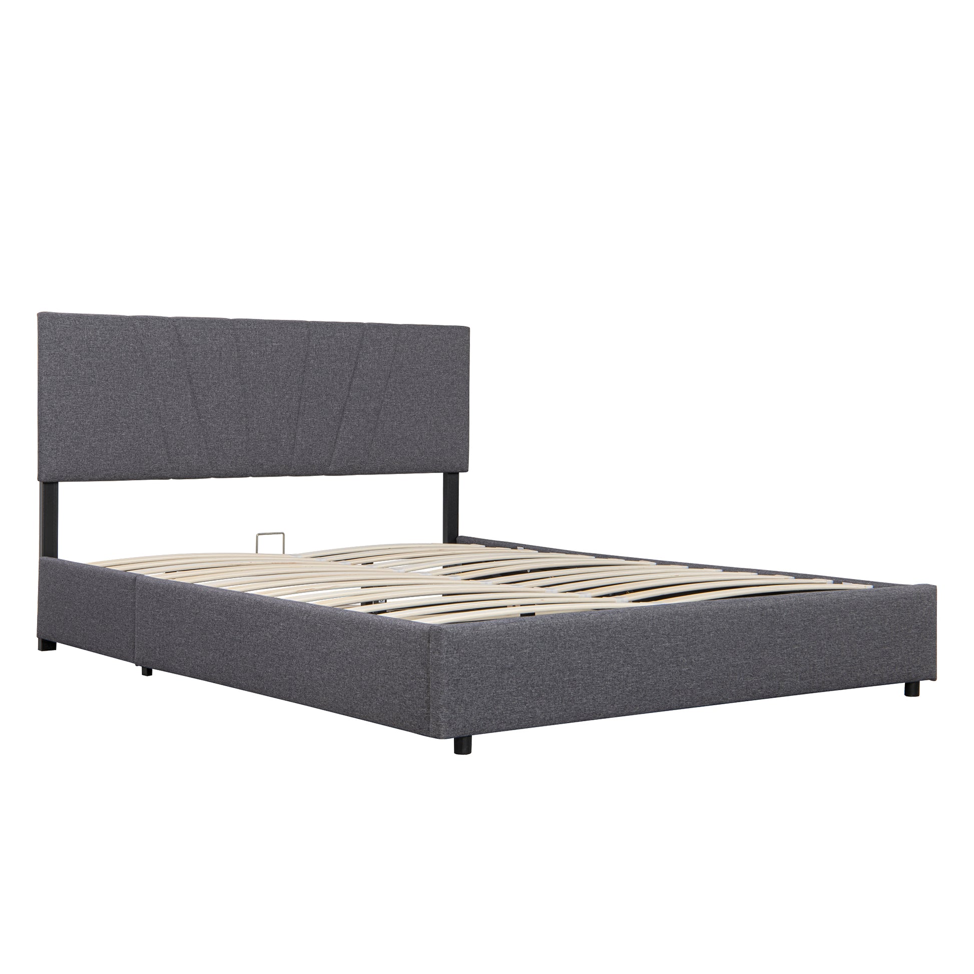 Full Upholstered Platform Bed With Lifting Storage, Full Size Bed Frame With Storage And Tufted Headboard,Wooden Platform Bed For Kids Teens Adults,No Box Spring Needed Full, Grey Box Spring Not Required Full Grey Wood Bedroom American Design Bed Frame