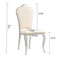 Dining Chair Silver Leg White Pu Seat 4Pcs Set -