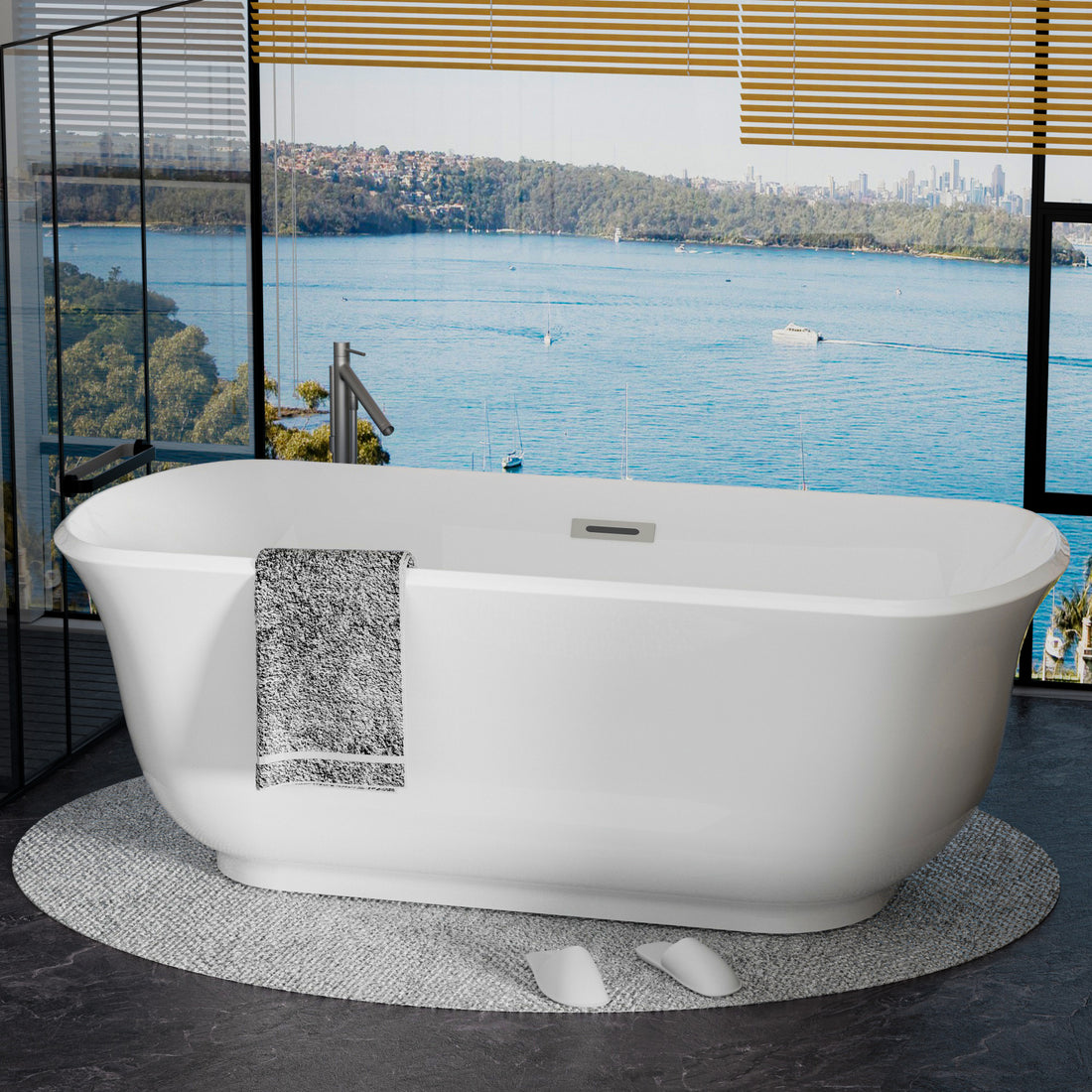 Acrylic Alcove Freestanding Soaking Bathtub White Acrylic