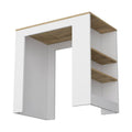 Highlands Kitchen Island With Storage Base In White And Macadamia White Engineered Wood