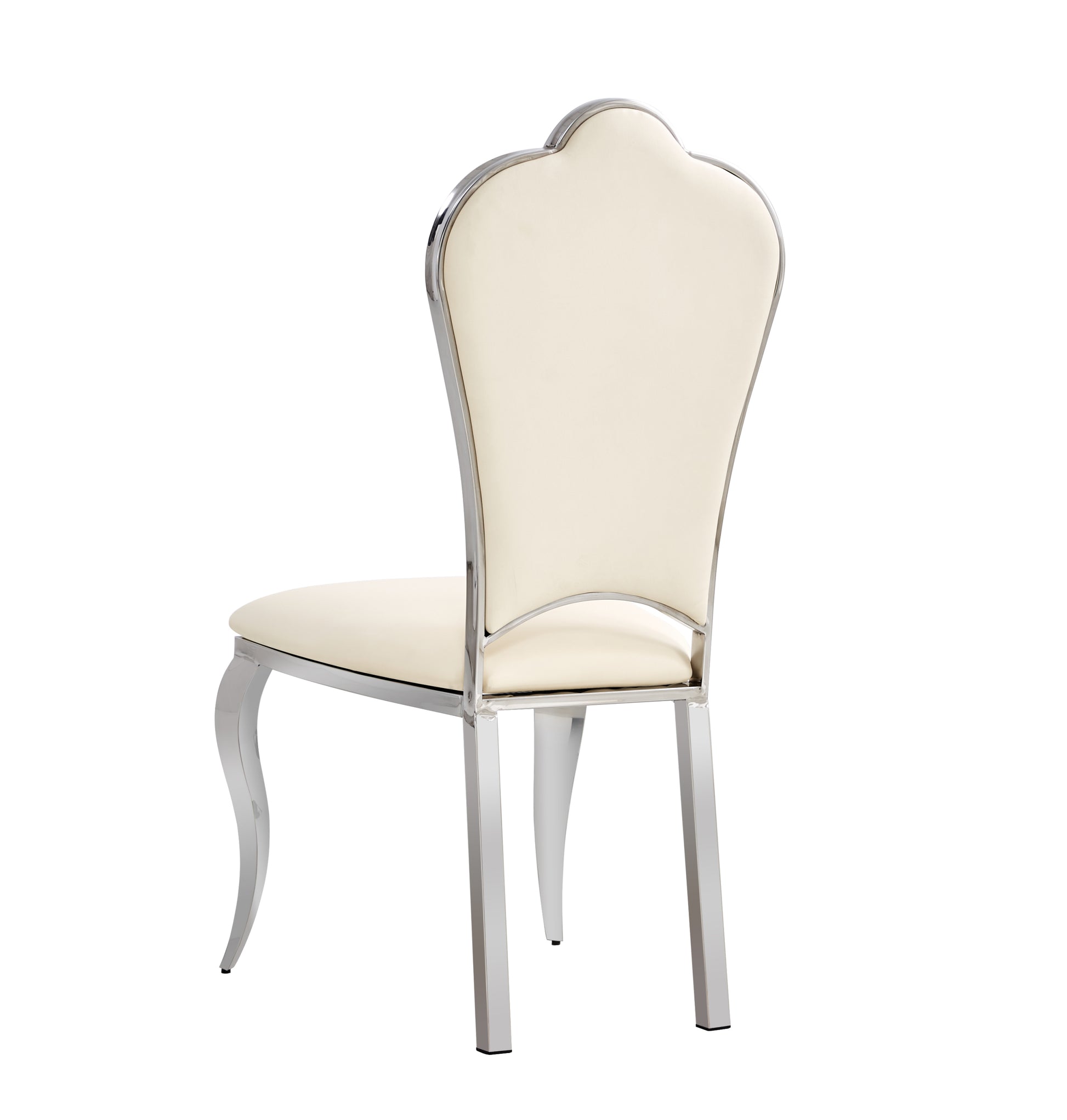 Dining Chair Silver Leg White Pu Seat 4Pcs Set -