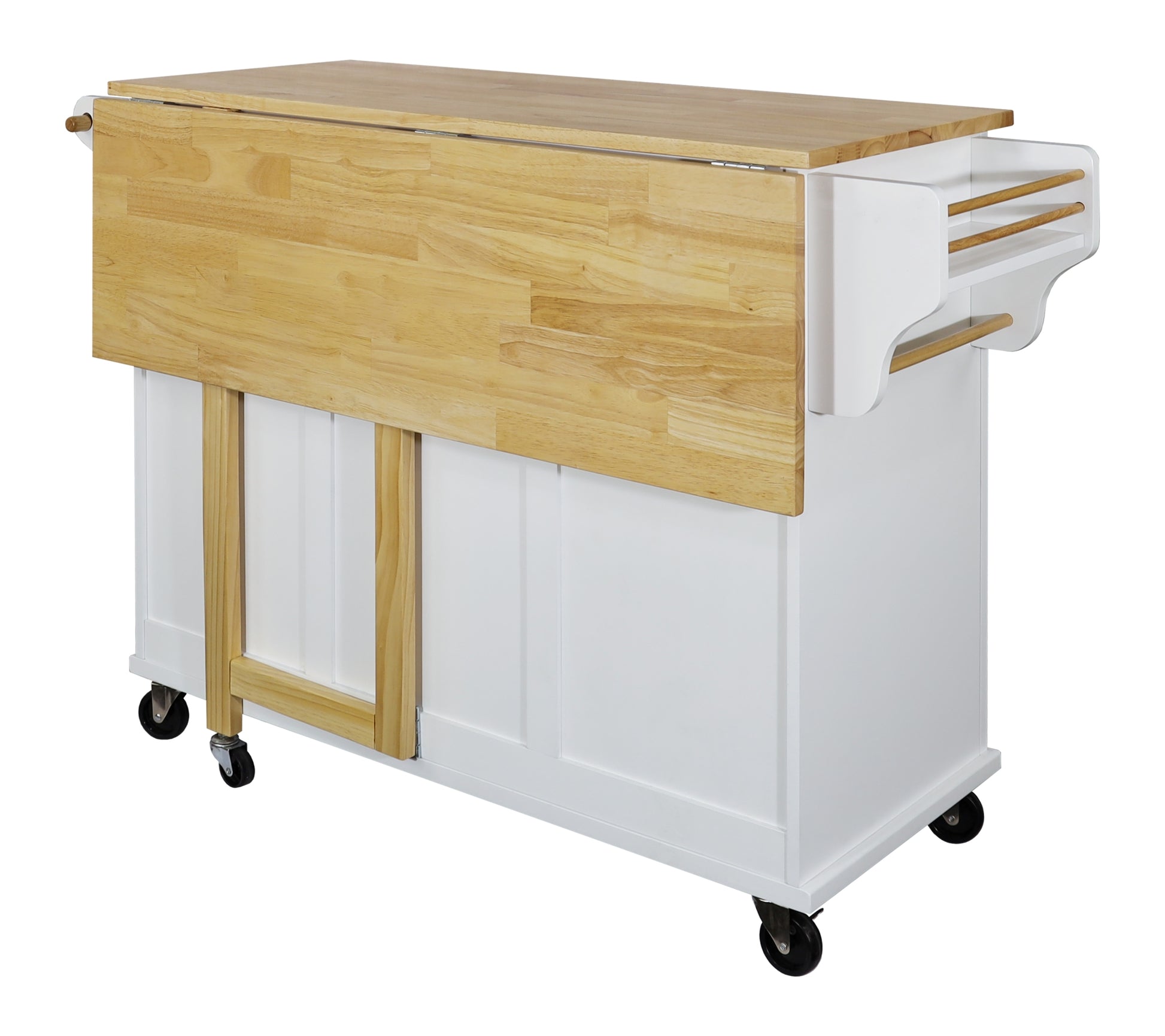 Cambridge Natural Wood Top Kitchen Island with Storage white-solid wood+mdf