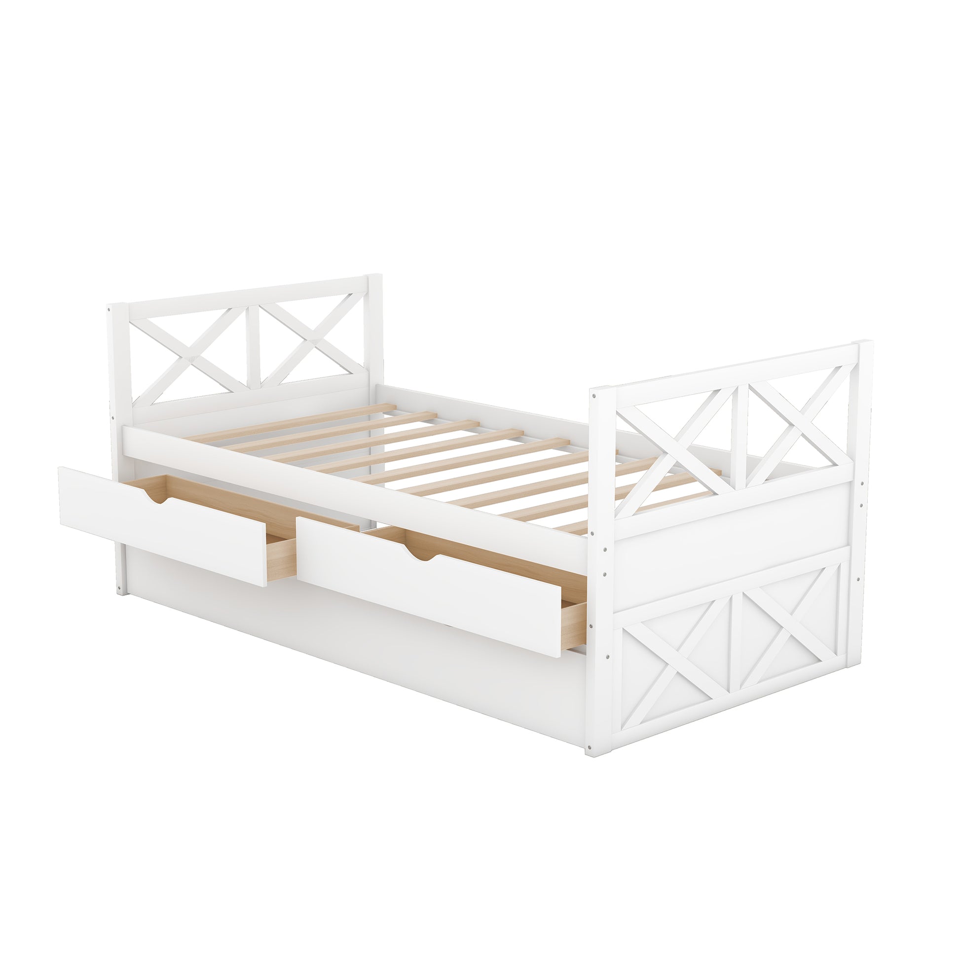 Multi Functional Daybed With Drawers And Trundle, White Box Spring Not Required Twin White Wood Daybeds Pine