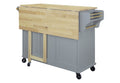 Cambridge Natural Wood Top Kitchen Island with Storage gray-solid wood+mdf