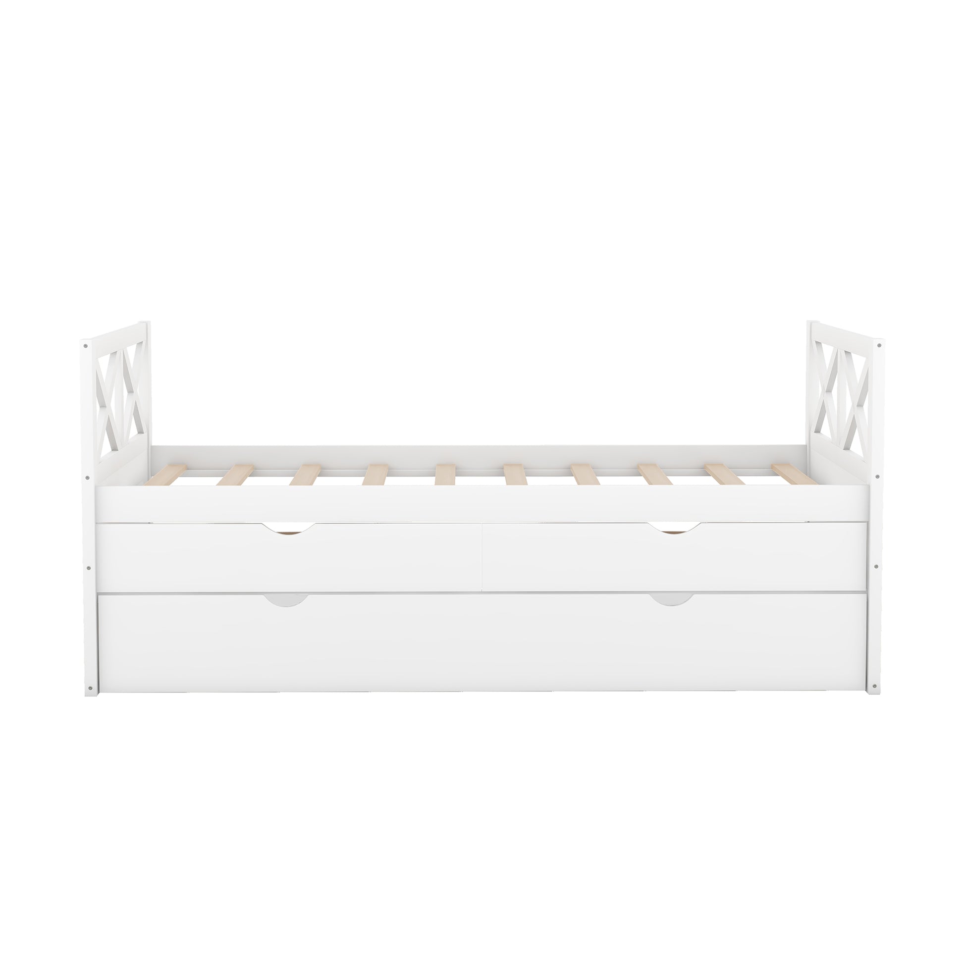 Multi Functional Daybed With Drawers And Trundle, White Box Spring Not Required Twin White Wood Daybeds Pine