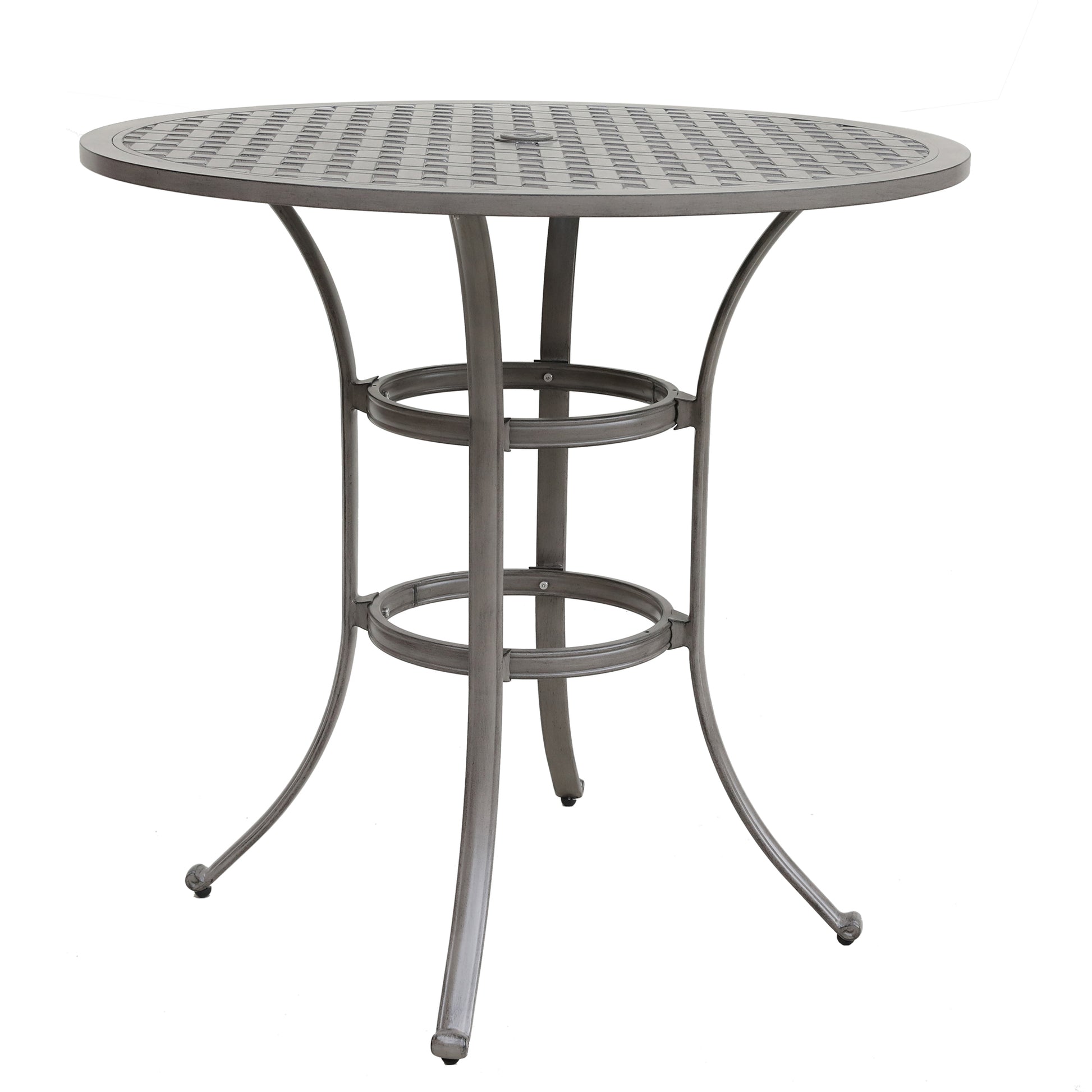 42 Inches Cast Aluminum Round Bar Table - Grey