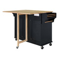 Cambridge Natural Wood Top Kitchen Island with Storage black-solid wood+mdf