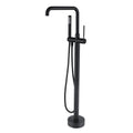 Freestanding Bathtub Faucet With Hand Shower One Matt Black Floor Mounted Bathroom Lever Handles 2 Hole Faucets Metal Manual