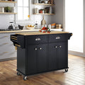 Cambridge Natural Wood Top Kitchen Island with Storage black-solid wood+mdf