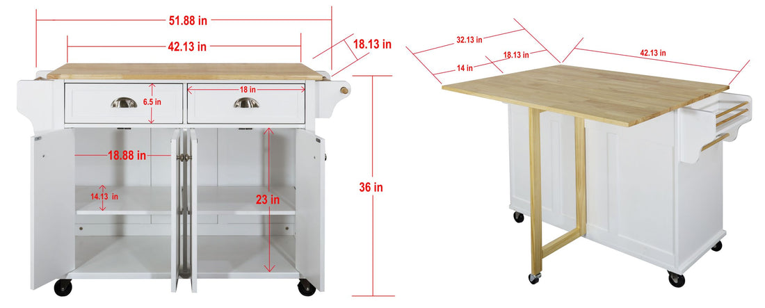 Cambridge Natural Wood Top Kitchen Island with Storage gray-solid wood+mdf