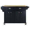 Cambridge Natural Wood Top Kitchen Island with Storage black-solid wood+mdf