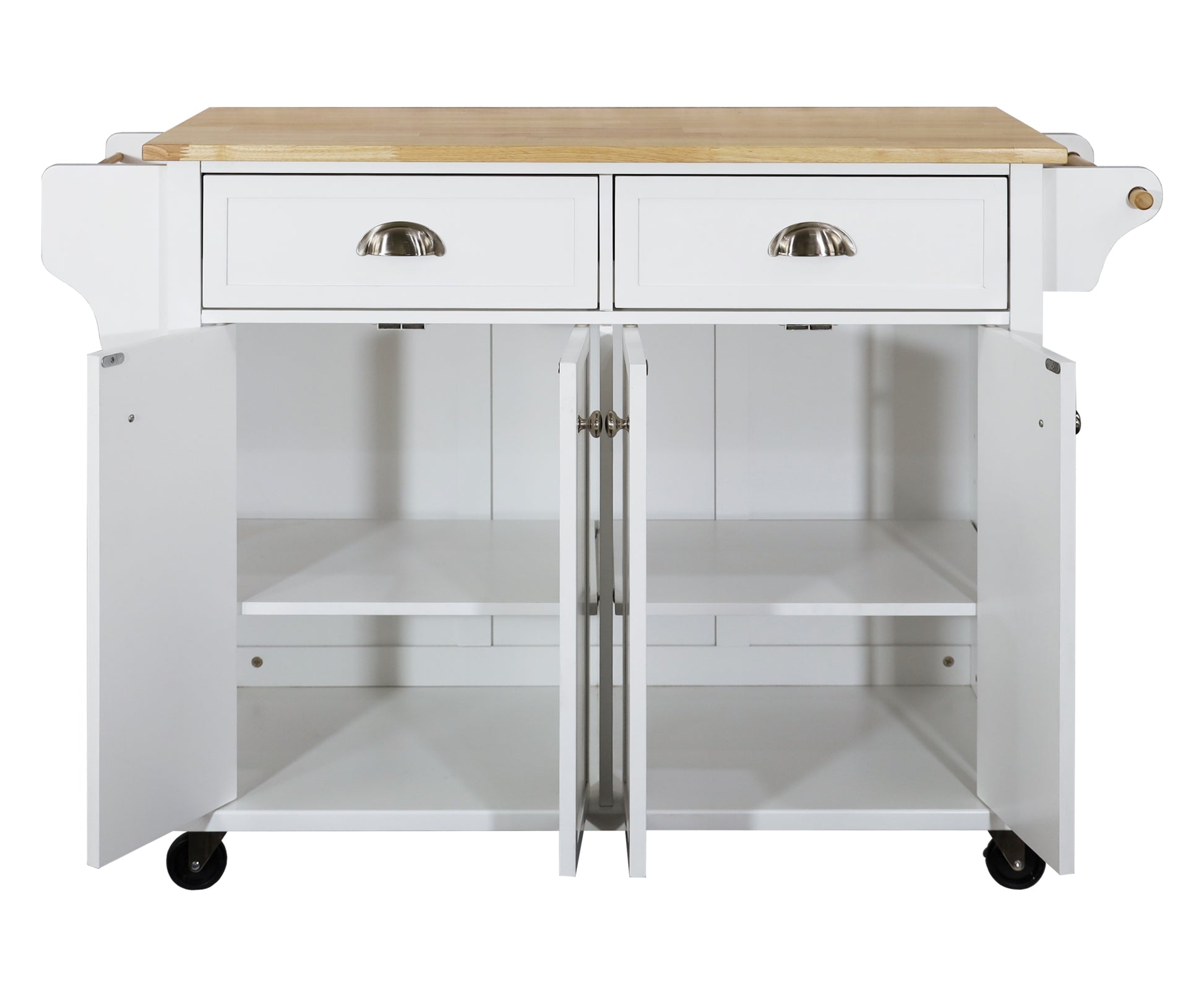 Cambridge Natural Wood Top Kitchen Island with Storage white-solid wood+mdf