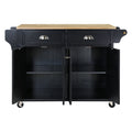 Cambridge Natural Wood Top Kitchen Island with Storage black-solid wood+mdf