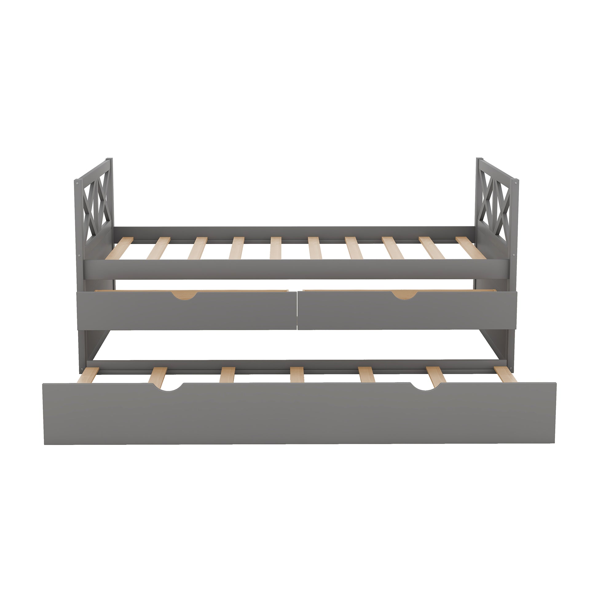 Multi Functional Daybed With Drawers And Trundle, Gray Box Spring Not Required Twin Gray Wood Pine Daybeds Pine