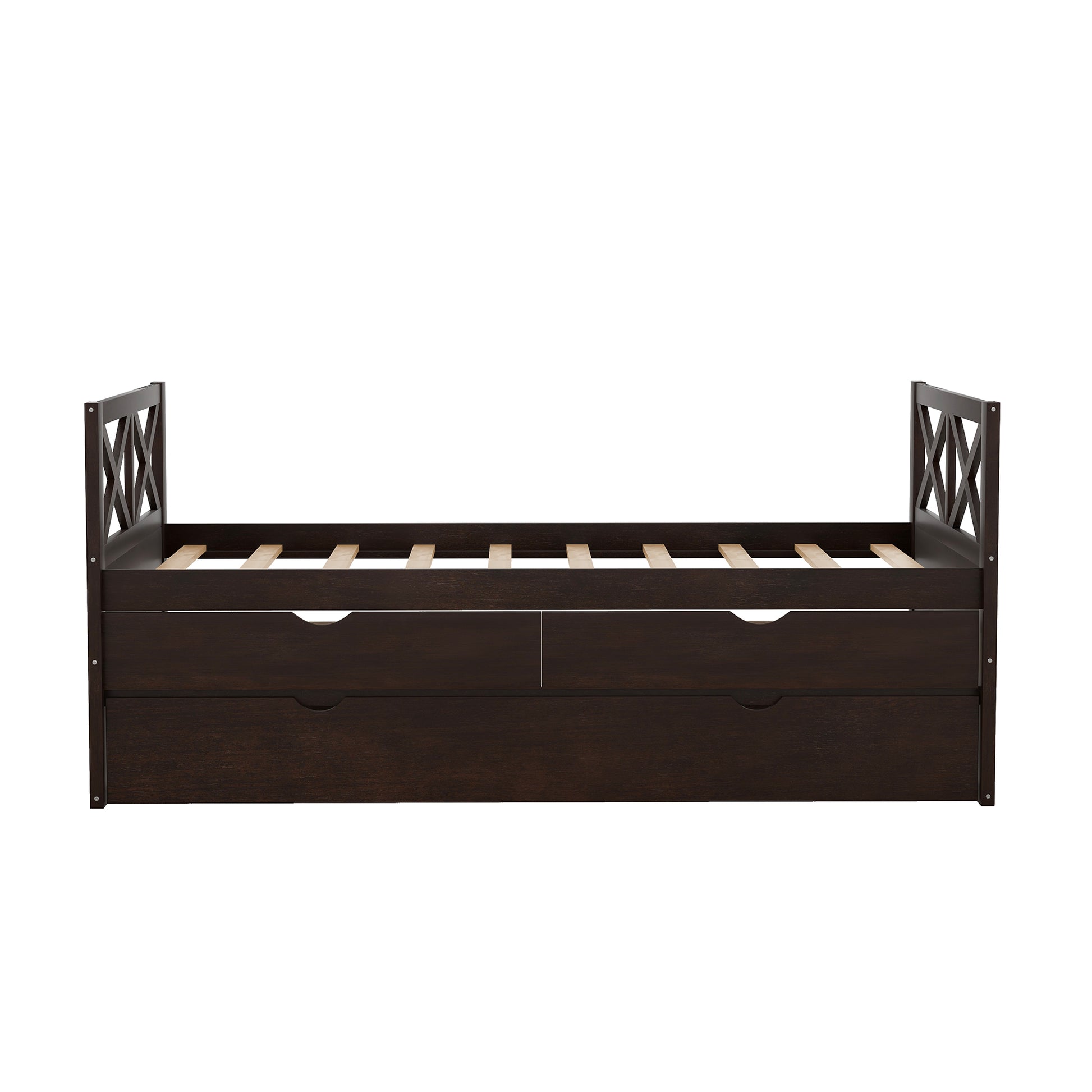 Multi Functional Daybed With Drawers And Trundle, Espresso Box Spring Not Required Twin Espresso Wood Pine Daybeds Pine