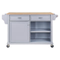 Cambridge Natural Wood Top Kitchen Island With Storage Gray Solid Wood Mdf