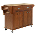 Cambridge Natural Wood Top Kitchen Island with Storage mahogany-solid wood+mdf