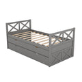 Multi Functional Daybed With Drawers And Trundle, Gray Box Spring Not Required Twin Gray Wood Pine Daybeds Pine