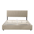 Full Upholstered Platform Bed With Lifting Storage, Full Size Bed Frame With Storage And Tufted Headboard,Wooden Platform Bed For Kids Teens Adults,No Box Spring Needed Box Spring Not Required Full Light Beige Wood Bedroom American Design Bed Frame Linen