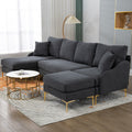 110'' Wide Reversible Left Or Right Chaise Of Sectional Sofa U Shape Convertible Sofa Couch 4 Seat Couch With Chaise Lounge Upholstered For Living Room, Apartment, Office, Charcoal Polyester Blend Charcoal Grey Luxury Foam Polyester