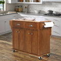 Cambridge Natural Wood Top Kitchen Island with Storage mahogany-solid wood+mdf