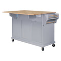 Cambridge Natural Wood Top Kitchen Island With Storage Gray Solid Wood Mdf