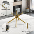Large Modern Minimalist Rectangular Glass Dining Table golden-metal