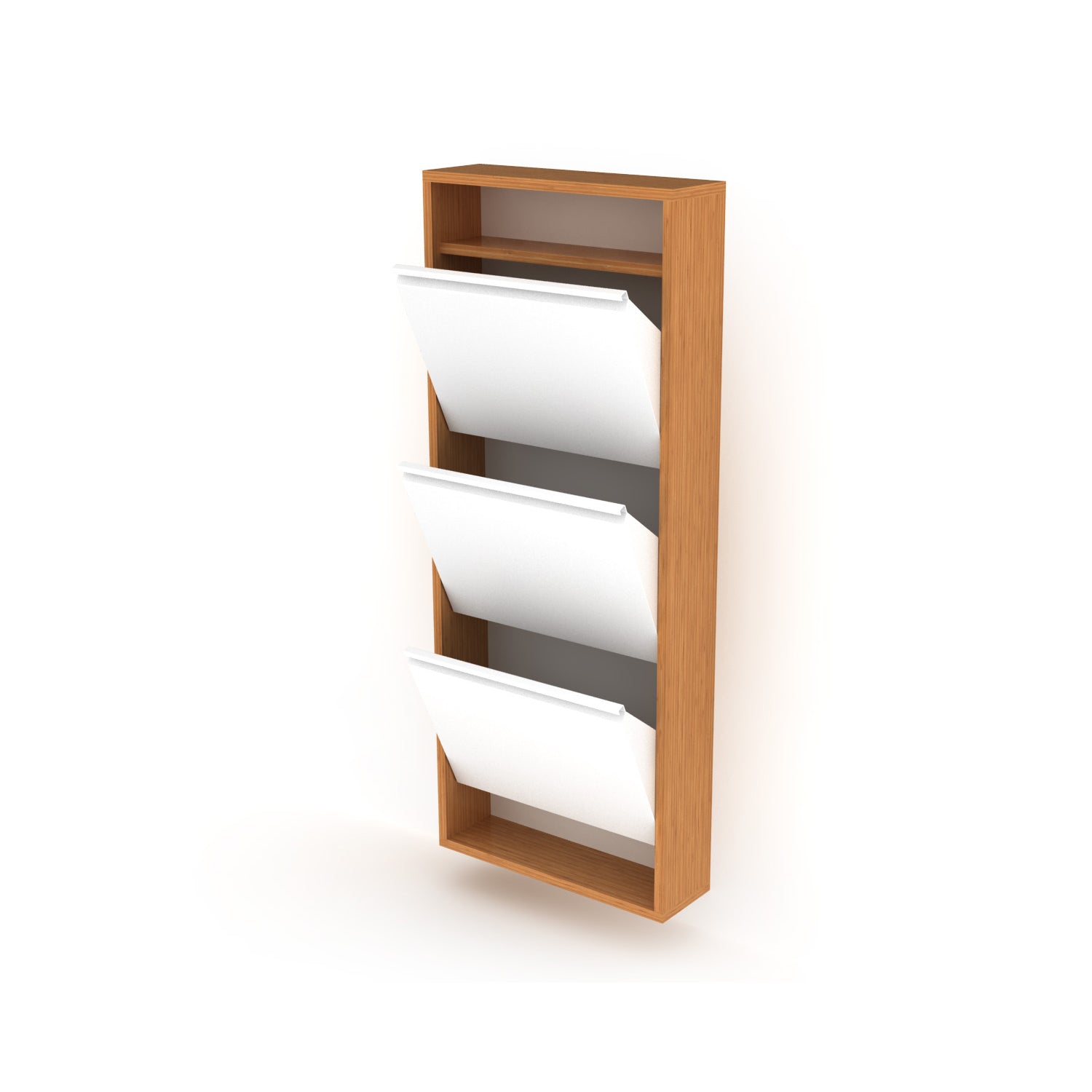 Hide 3 Tier Wood Frame Shoe Storage Walnut Wood