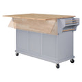 Cambridge Natural Wood Top Kitchen Island With Storage Gray Solid Wood Mdf