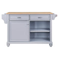 Cambridge Natural Wood Top Kitchen Island With Storage Gray Solid Wood Mdf