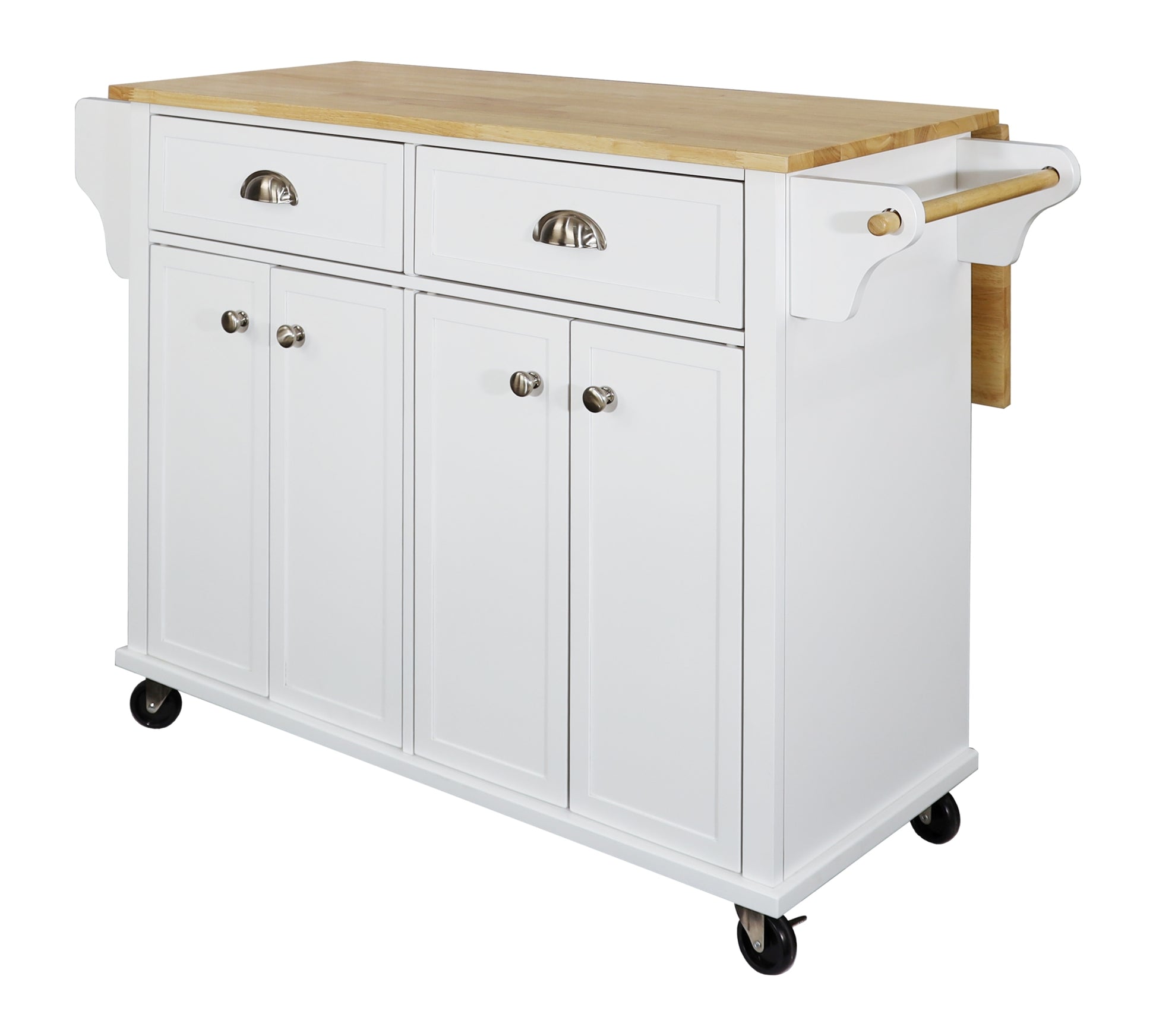 Cambridge Natural Wood Top Kitchen Island with Storage white-solid wood+mdf