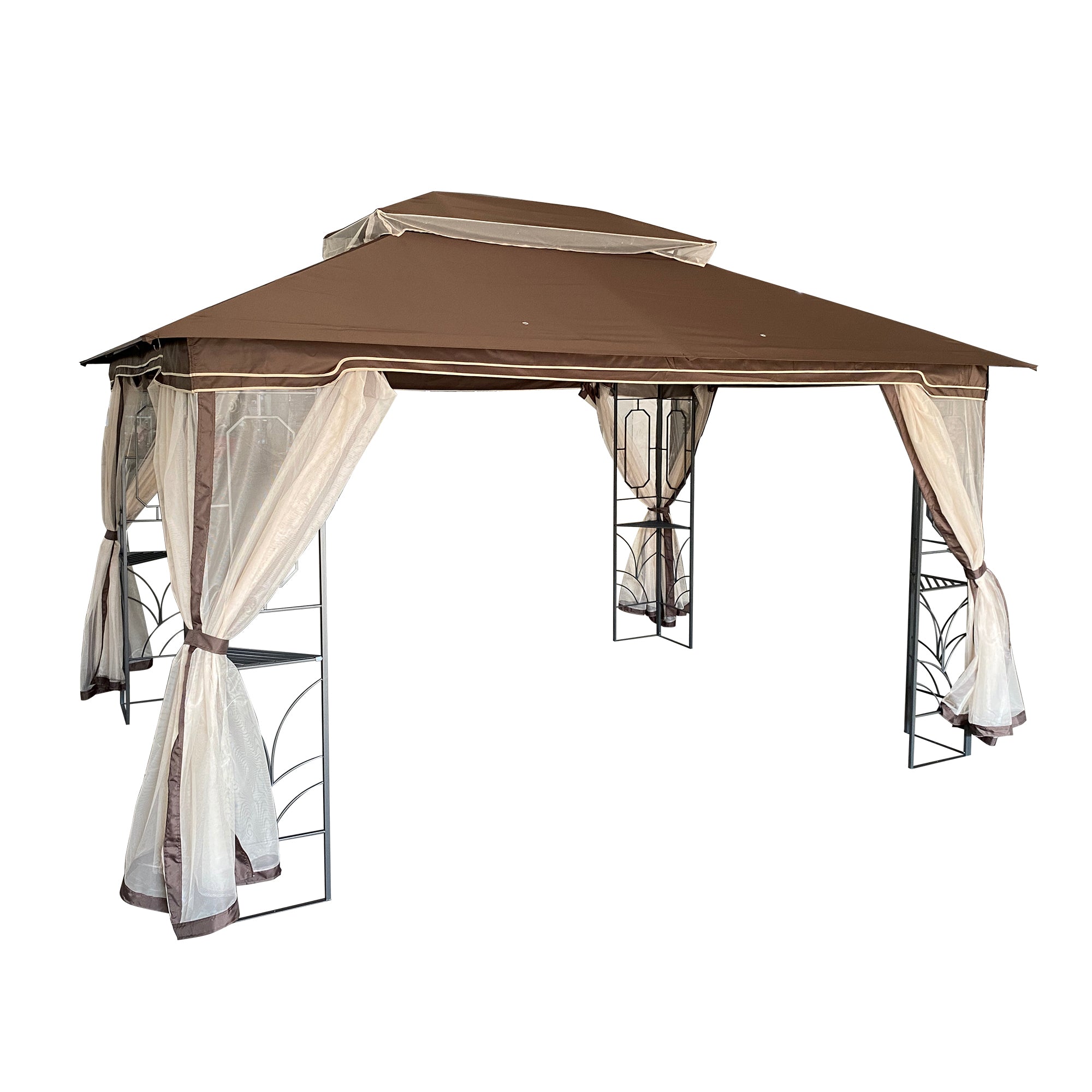13x10 Outdoor Patio Gazebo Canopy Tent With Ventilated coffee-metal
