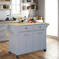 Cambridge Natural Wood Top Kitchen Island with Storage gray-solid wood+mdf