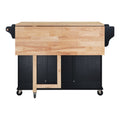 Cambridge Natural Wood Top Kitchen Island with Storage black-solid wood+mdf