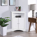 Sideboard Cabinet,Corner Cabinet,Bathroom Floor Corner Cabinet With Doors And Shelves, Kitchen, Living Room,Free Standing Storage Cabinet For Bathroom White Mdf