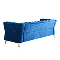 Modern Tufted Velvet Sofa 87.4 Inch For Living Room Blue Color Blue Velvet Wood Primary Living Space Tufted Back Modern Flared Arms Foam Velvet 2 Seat