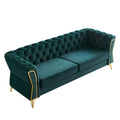 Modern Tufted Velvet Sofa 87.4 Inch For Living Room Green Color Green Velvet Wood Primary Living Space Tufted Back Modern Pine Flared Arms Foam Velvet 2 Seat